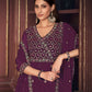 Jyoti Fashion Women's Purple Georgette Embroidered Anarkali Kurta Pant Set With Dupatta | Swadesiicart