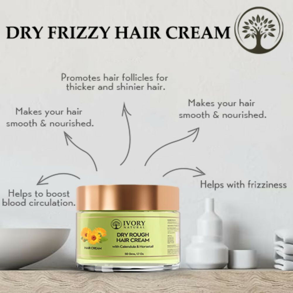Ivory Natural Dry Frizzy Hair Cream - Detangles Hair, Manages Frizz And Scalp Dryness | Swadesiicart
