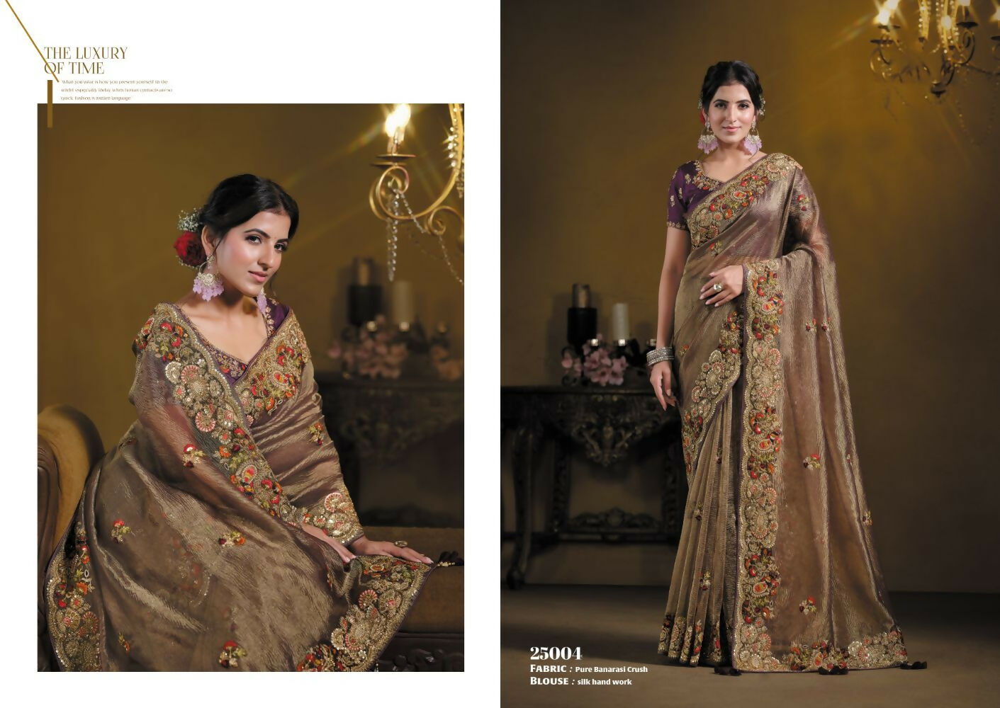 Wine Pure Banarasi Crush Pure Khatli work Designer Saree With Blouse. - Rajasvi | Swadesiicart