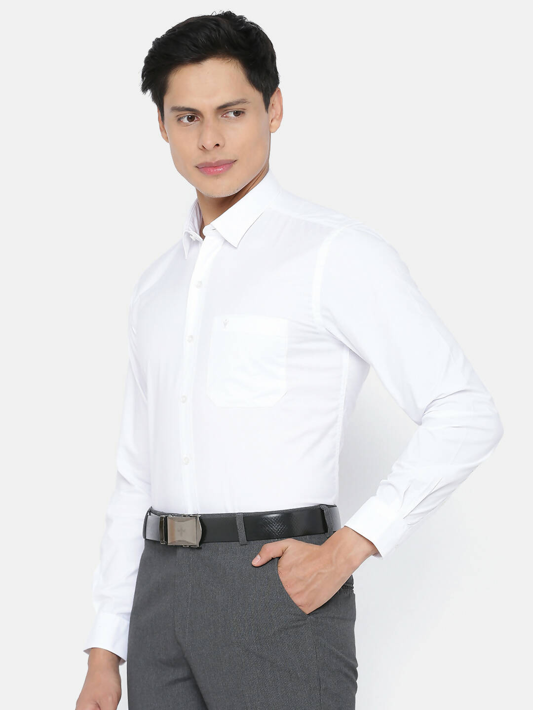 Ramraj Cotton Mens Full Sleeve Formal 100 % Cotton White Shirt | Swadesiicart