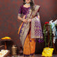 Lorenvalley Fashion Orange & Wine Patola Silk Woven Design Meenakari Weaving Saree - Swadesiicart