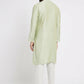 Ethnic India Green Men's Kurta Striped Polyester | Swadesiicart