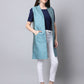 Even Apparels Blue Bansari Silk Open Front Women's Long Coat | Swadesiicart