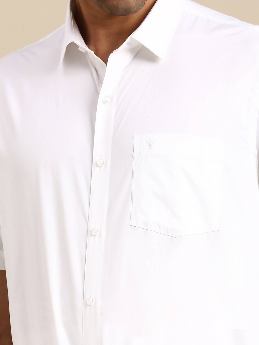 Ramraj Cotton Mens Half Sleeve Formal 100 % Cotton White Shirt | Swadesiicart