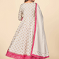 NOZ2TOZ Women's Pink & White Anarkali Kurta & Pant With Dupatta Set (3pcs Set) - Swadesiicart