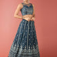 House of Panchhi Navy Blue Net Sequinse Work Lehenga & Blouse, Dupatta | Swadesiicart