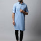 Even Apparels sky Blue Color Pure Cotton Solid Men's Kurta With Shirt Collar (MMS503) | Swadesiicart