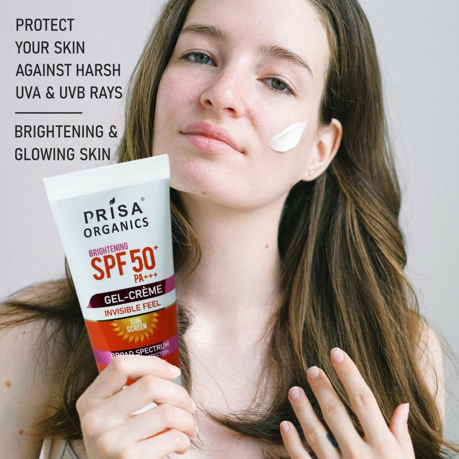 Prisa Organics Brightening Sun Screen SPF 50 PA+++ Invisible Feel Gel Cream - Swadesiicart