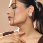 Gold-Toned White Kundan Contemporary Gold-Polished Studs Earrings - Ruby Raang - Swadesiicart