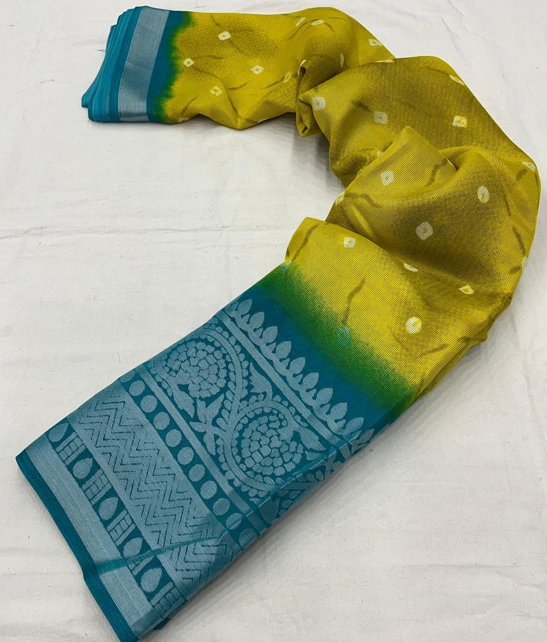 Yellow Jute Silk Ethnic Motifs Saree with Unstitched Blouse - Hiral Fashion | Swadesiicart