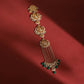 Gold-Polished Green Kundan Stone-Studded Head Chain - Ruby Raang | Swadesiicart