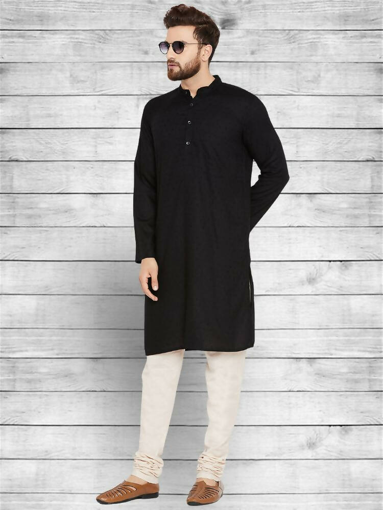 Even Apparels Pure Cotton Black Kurta - Black | Swadesiicart