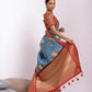 Vishnu Weaves Women's Firozi Tissue Silk Zari Woven Saree with Blouse - Swadesiicart