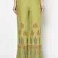 Aniyah Rayon Parrot Green Color Block Print Flared Slip-On Palazzo (AN-196K)