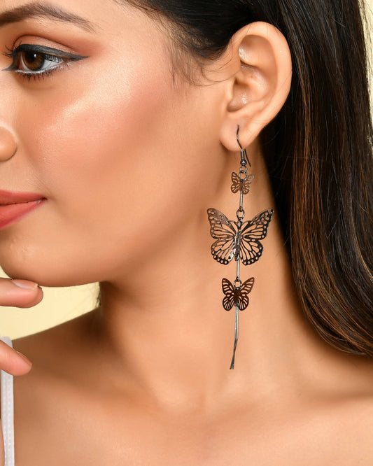 VOJ Women Rhodium-Plated Butterfly style Stainless Steel Drops & Danglers Earrings - Swadesiicart