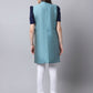 Even Apparels Blue Bansari Silk Open Front Women's Long Coat | Swadesiicart