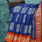 Mix of Blue and Orange Batik Printed Semi Chanderi Saree By Gayathri Reddy Designer Studio | Swadesiicart