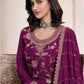 Anaita Wine Heavy Chinon With Embroidery Sharara Suit (bottom Stitched)