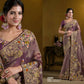 Purple Pure Banarasi Crush Pure Khatli work Designer Saree With Blouse. - Rajasvi | Swadesiicart