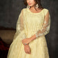 Jyoti Fashion Women's Cream Net Embroidered Anarkali Kurta Pant Set With Dupatta | Swadesiicart