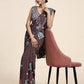 Brown Pure Georgette Sequence work Ready to wear Saree with stitched Blouse - Nirvana | Swadesiicart