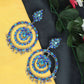 Mominos Fashion Johar Kamal Women's Blue Kundan Circles Earrings - Swadesiicart