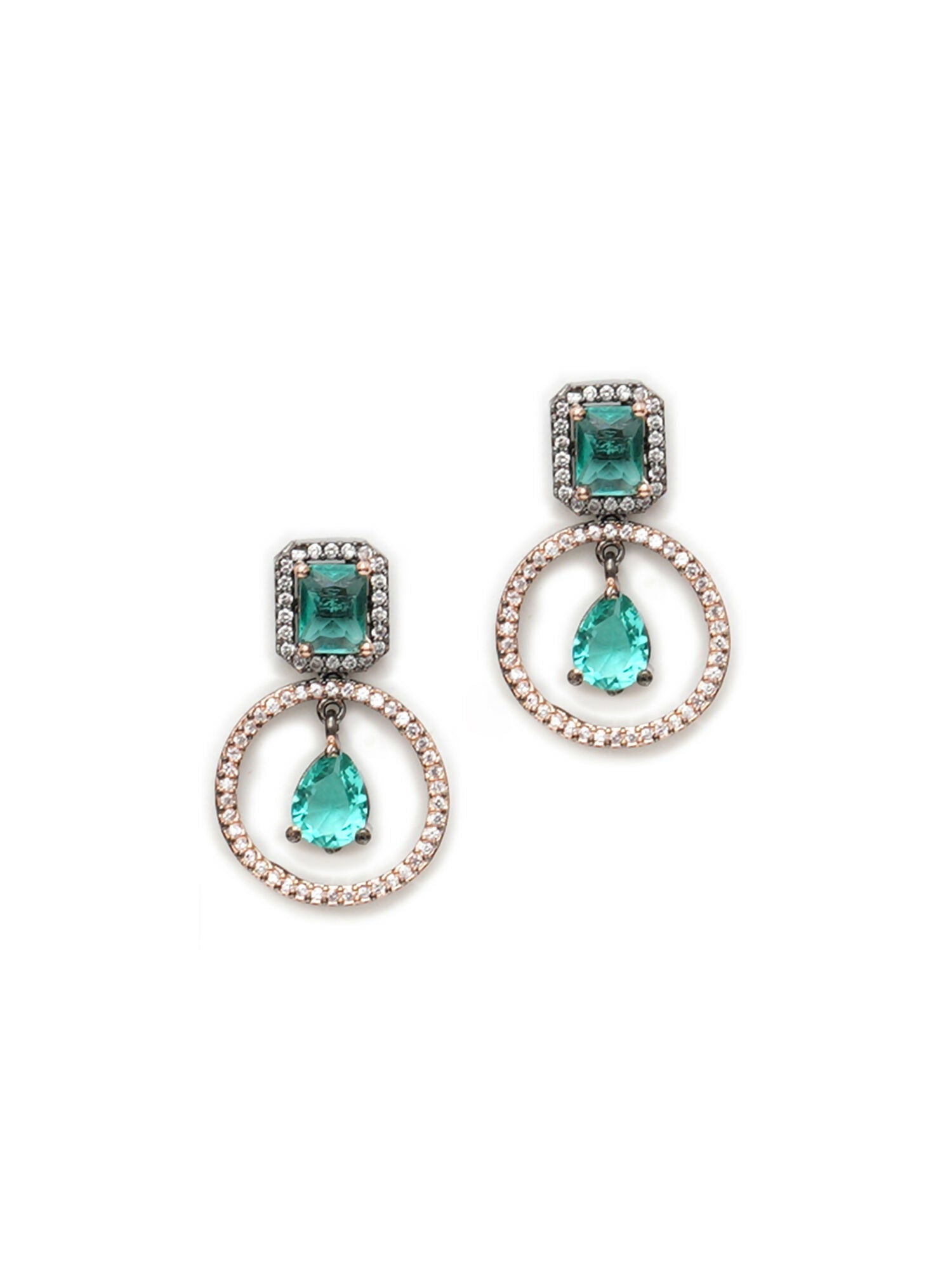 Stone kundan earrings (green) - Ruby Raang - Ruby Raang Studio