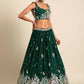House of Panchhi Green Georgette Sequins and thread embroidery Lehenga choli & Dupatta | Swadesiicart