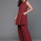 Ahalyaa Women Printed Tunic with Palazzos - Maroon Color | Swadesiicart