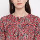 NOZ2TOZ Women's Red Kalamkari Print Cotton Kurta- (1pc set) - Swadesiicart