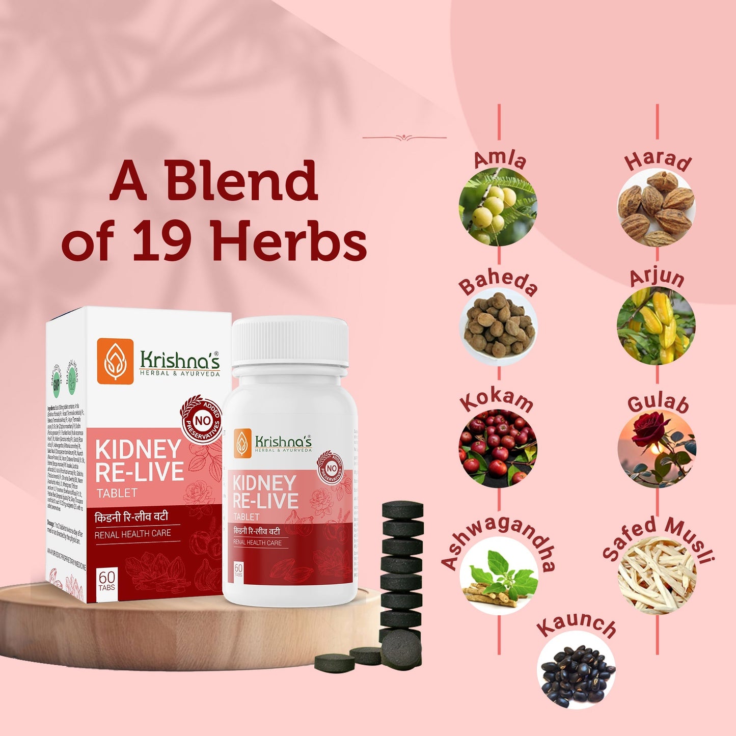 Krishna'S Herbal & Ayurveda Kidney Re-Live Tablets | Swadesiicart