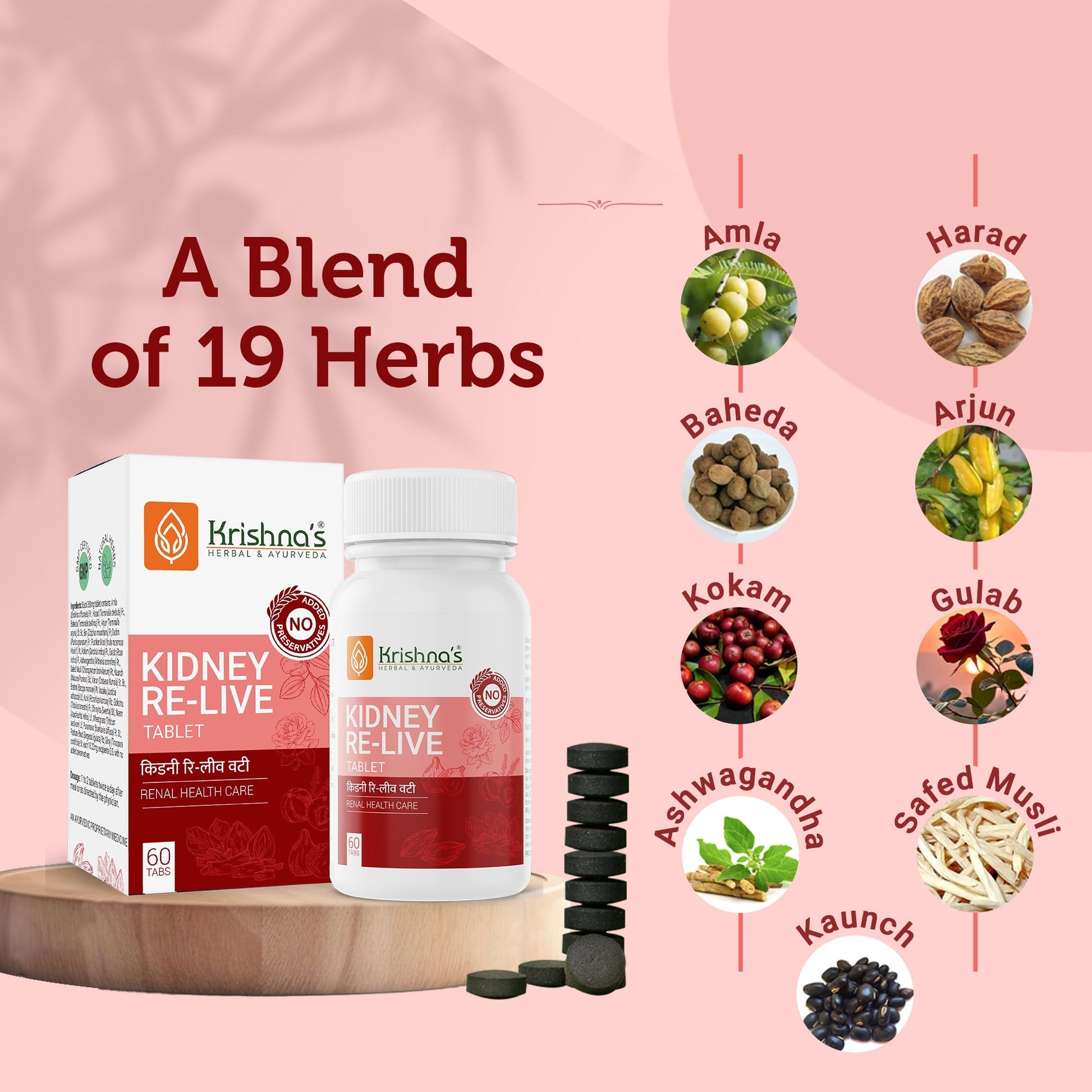 Krishna'S Herbal & Ayurveda Kidney Re-Live Tablets | Swadesiicart
