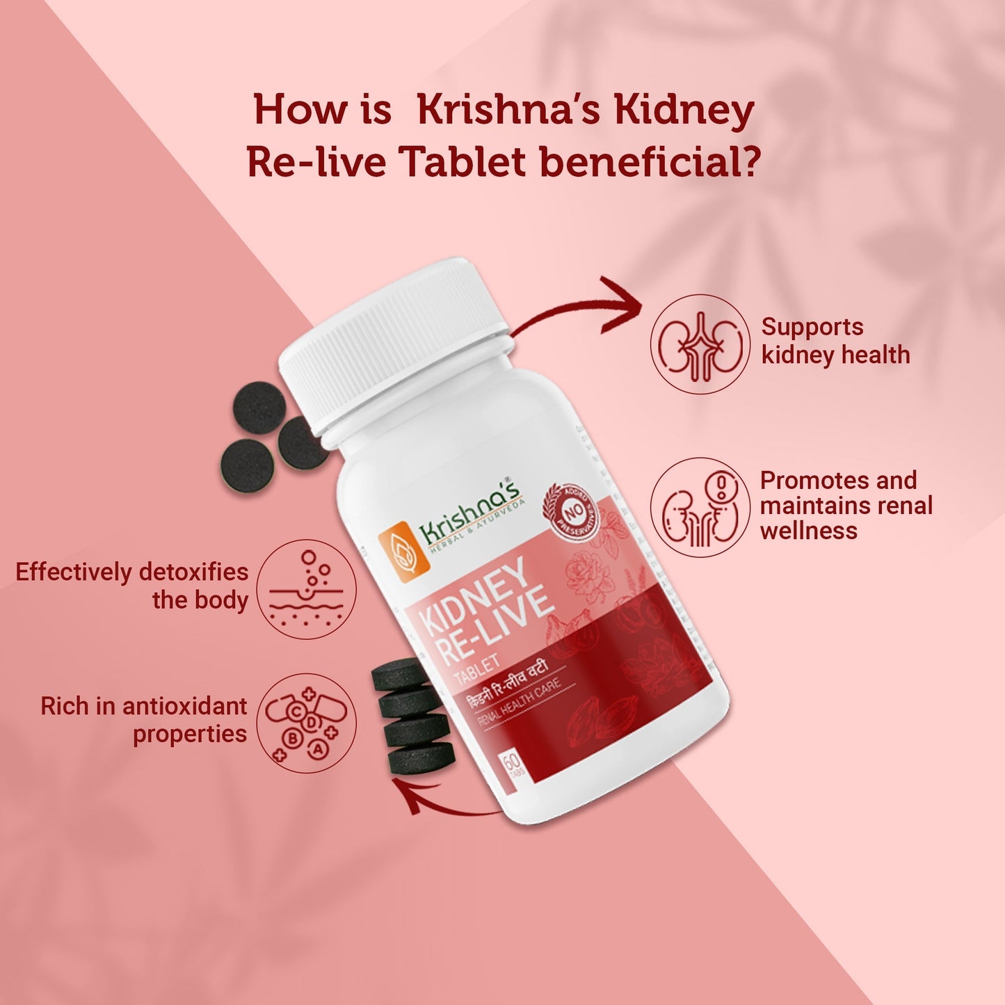 Krishna'S Herbal & Ayurveda Kidney Re-Live Tablets | Swadesiicart