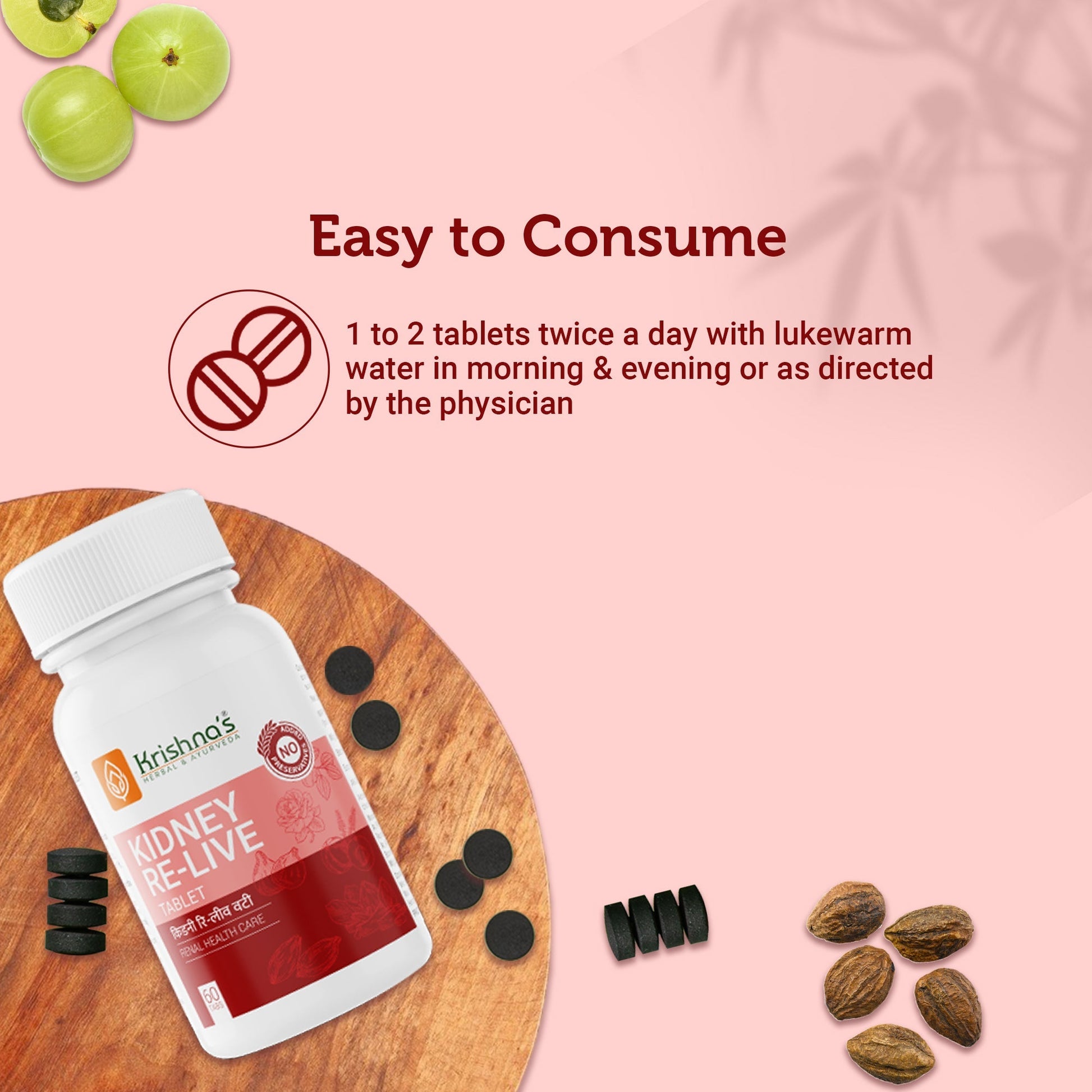 Krishna'S Herbal & Ayurveda Kidney Re-Live Tablets | Swadesiicart
