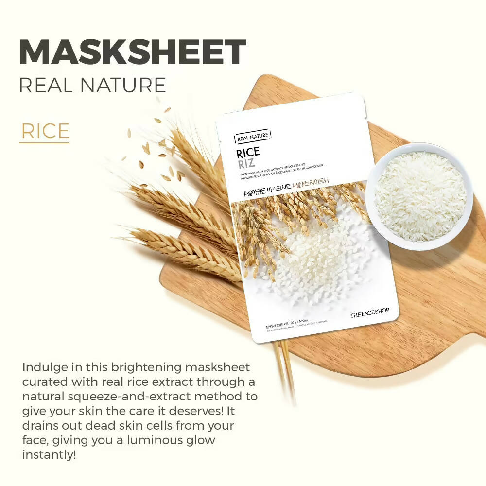 The Face Shop Real Nature Rice Face Mask - Korean Skincare - Swadesiicart