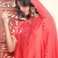 BohoJazz Nazm Embroidered Kimono Sleeves Kurta with Banarasi Pants and Dupatta - Red | Swadesiicart