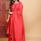 BohoJazz Nazm Embroidered Kimono Sleeves Kurta with Banarasi Pants and Dupatta - Red | Swadesiicart