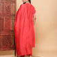 BohoJazz Nazm Embroidered Kimono Sleeves Kurta with Banarasi Pants and Dupatta - Red | Swadesiicart