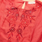 BohoJazz Nazm Embroidered Kimono Sleeves Kurta with Banarasi Pants and Dupatta - Red | Swadesiicart