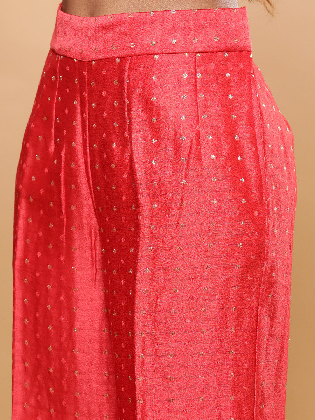 BohoJazz Nazm Embroidered Kimono Sleeves Kurta with Banarasi Pants and Dupatta - Red | Swadesiicart
