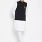 Even Apparels Black Pure Cotton White Kurta Sets With Eid Insignia Jackets PW668-CHA | Swadesiicart
