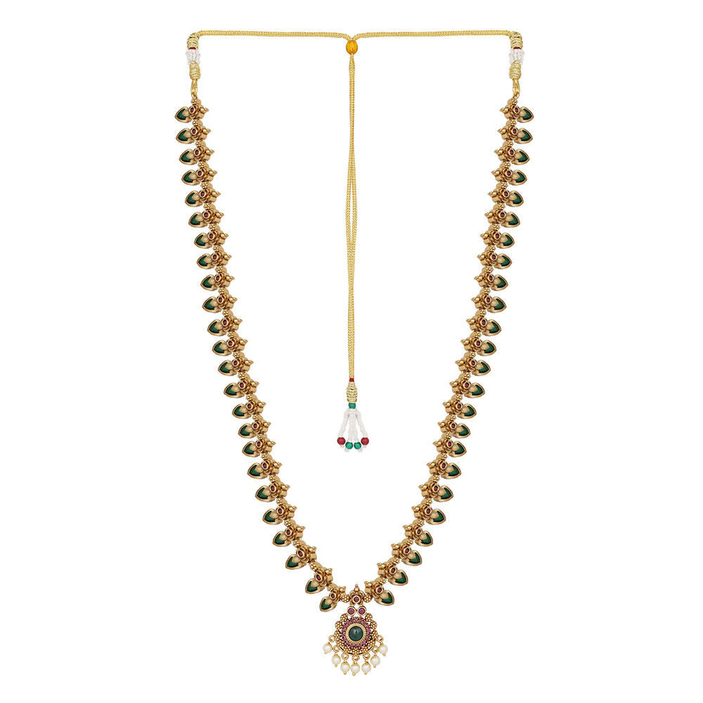 Nuyug 18K Gold Plated Temple Bliss Minimal Necklace Set | Swadesiicart