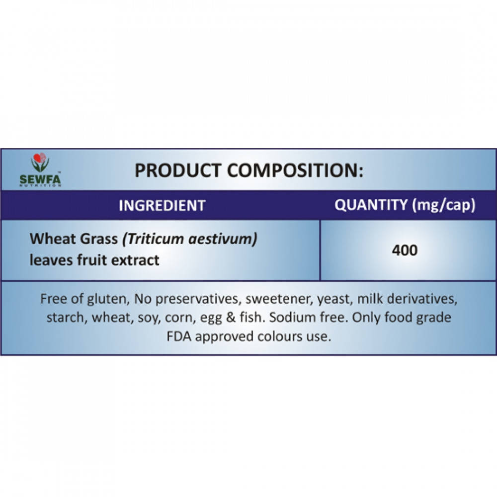 Sewfa Naturals Wheat Grass Powder Capsules - Swadesiicart