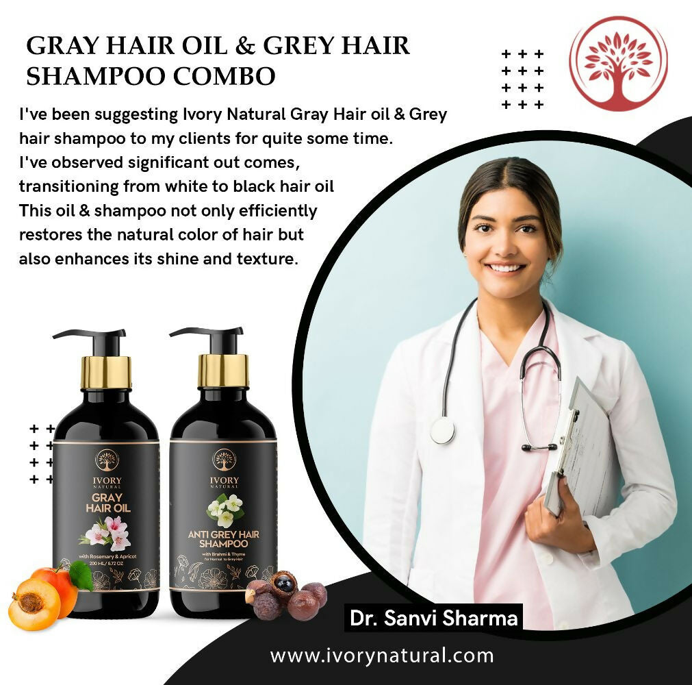 Ivory Natural Grey Combo For Hair - Natural Solution For Greys, Restore Natural Black And Shine Of Hair | Swadesiicart