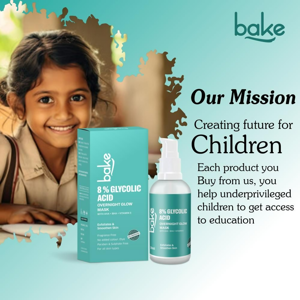 Bake 8% Glycolic Acid Overnight Glow Mask Serum | Swadesiicart