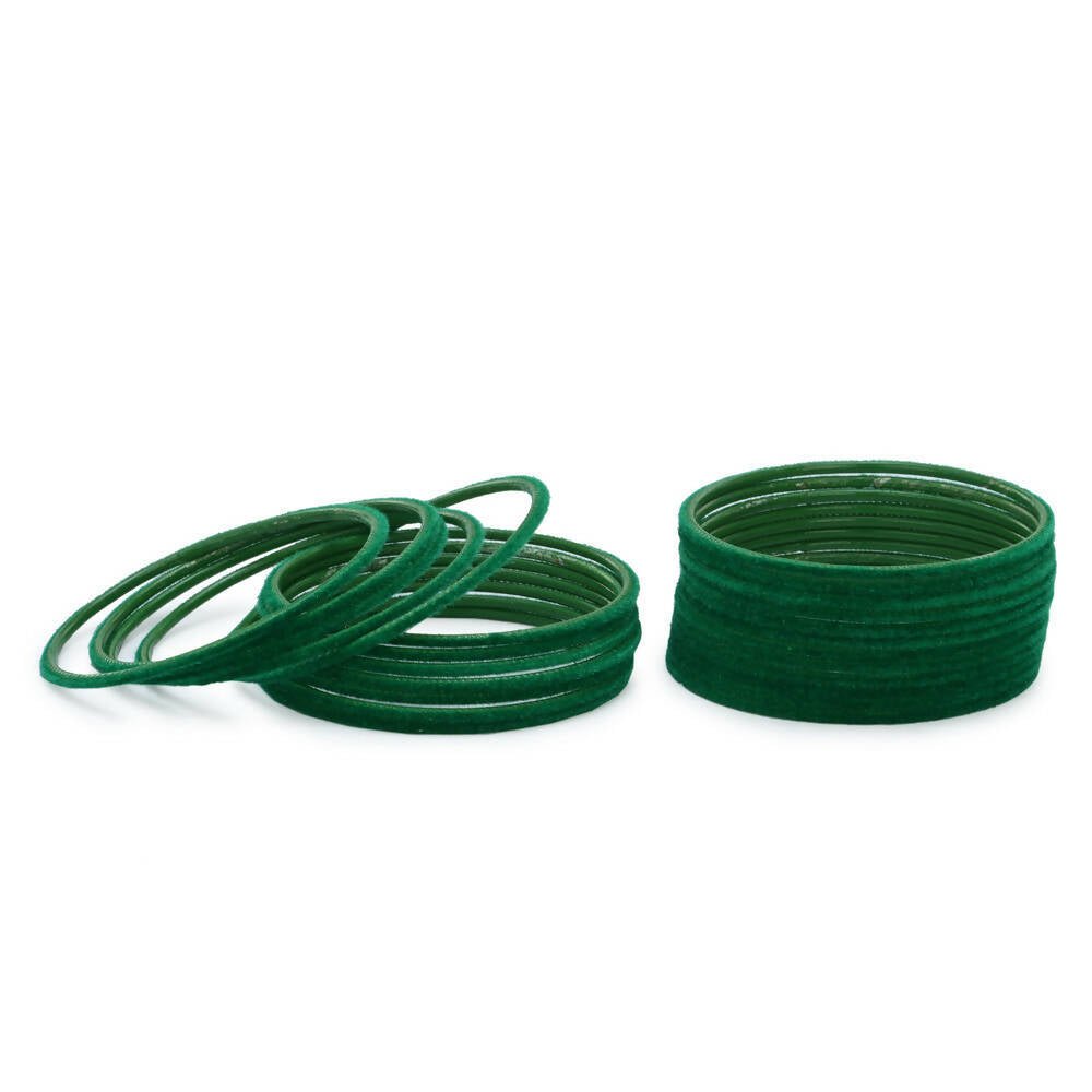 Afast Designer Fancy Party Velvet Bangle/ Kada Set, Green, Metal, Pack Of 48 - Afast Enterprises