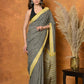 Very Much Indian Handblock Printed Cotton Saree With Natural Dyes - Black & White | Swadesiicart