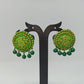 Terracotta Boho Style Studs With Dangles-Green