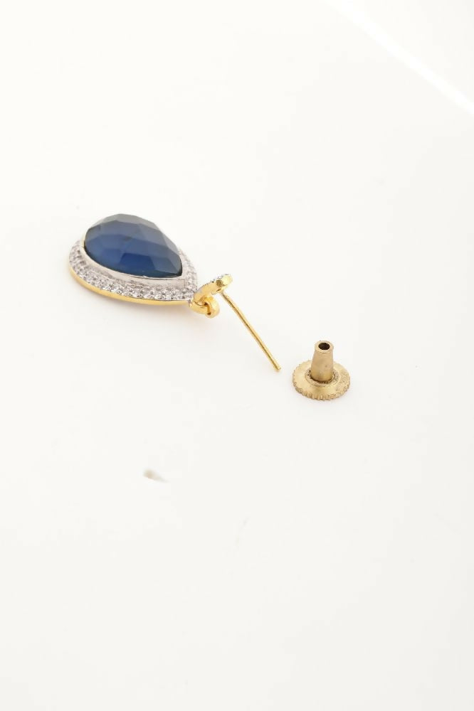 Nuyug 22K Gold Plated Azure Muse Contemporary Drop Earrings | Swadesiicart