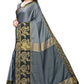 Vamika Banarasi Jacquard Weaving Grey Saree (DHONI GREY) | Swadesiicart